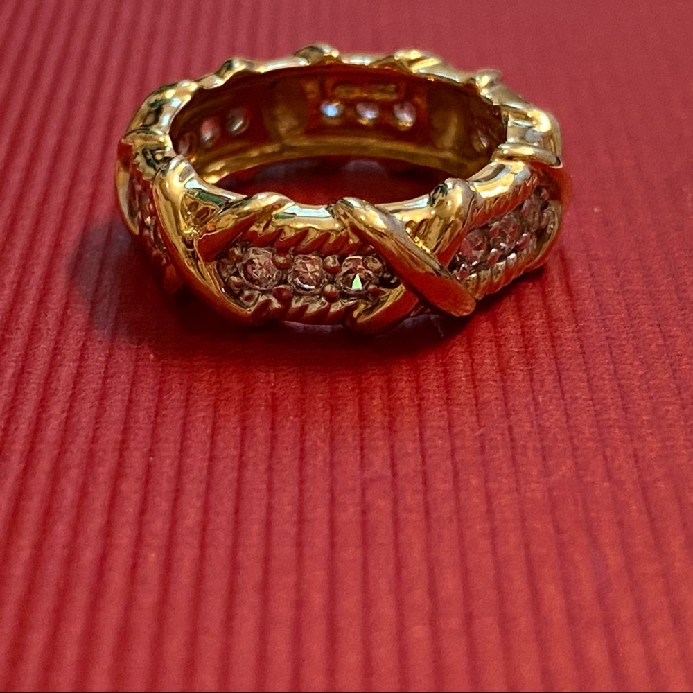 CAMROSE & KROSS JBK RING GOLD PLATE 925 CRYSTAL WRAPPED FAMILY UNITY BAND SIZE 8